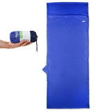 MOUNTREX® Hüttenschlafsack mit Klettverschluss (220x90 cm) - Ultraleicht & Kompakt (330g), Blau