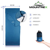 MOUNTREX® Hüttenschlafsack mit Reißverschluss - Ultraleicht & Kleines Packmaß (340g) - Schlafsack Inlett, Inlay (220x90cm), Teal