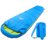 MOUNTREX® Kinderschlafsack (Blau) - Tragbar wie ein Rucksack - Schlafsack für Kinder (175 x 70 x 45 cm)