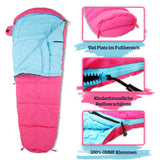 MOUNTREX® Kinderschlafsack (Rosa) - Tragbar wie ein Rucksack - Schlafsack für Kinder (175 x 70 x 45 cm)