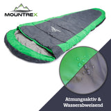 MOUNTREX® Schlafsack – Sommerschlafsack Ultraleicht & Kompakt (850g) - Outdoor Mumienschlafsack (205x75cm) + BONUS Reisekissen
