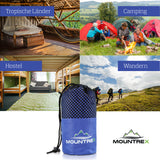 MOUNTREX® Hüttenschlafsack mit Klettverschluss (220x90 cm) - Ultraleicht & Kompakt (330g), Blau