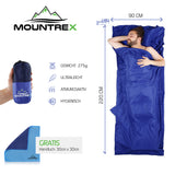 MOUNTREX® Hüttenschlafsack mit Klettverschluss (220x90 cm) - Ultraleicht & Kompakt (330g), Blau