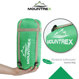 MOUNTREX® Schlafsack – Sommerschlafsack Ultraleicht & Kompakt (850g) - Outdoor Mumienschlafsack (205x75cm) + BONUS Reisekissen