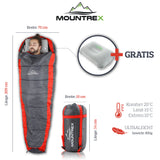 MOUNTREX® Schlafsack – Sommerschlafsack Ultraleicht & Kompakt (850g) - Outdoor Mumienschlafsack (205x75cm) + BONUS Reisekissen