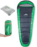 MOUNTREX® Schlafsack – Sommerschlafsack Ultraleicht & Kompakt (850g) - Outdoor Mumienschlafsack (205x75cm) + BONUS Reisekissen