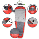 MOUNTREX® Schlafsack – Sommerschlafsack Ultraleicht & Kompakt (850g) - Outdoor Mumienschlafsack (205x75cm) + BONUS Reisekissen