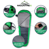 MOUNTREX® Schlafsack – Sommerschlafsack Ultraleicht & Kompakt (850g) - Outdoor Mumienschlafsack (205x75cm) + BONUS Reisekissen