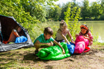 MOUNTREX® Kinderschlafsack (Grün) - Tragbar wie ein Rucksack - Schlafsack für Kinder (175 x 70 x 45 cm)