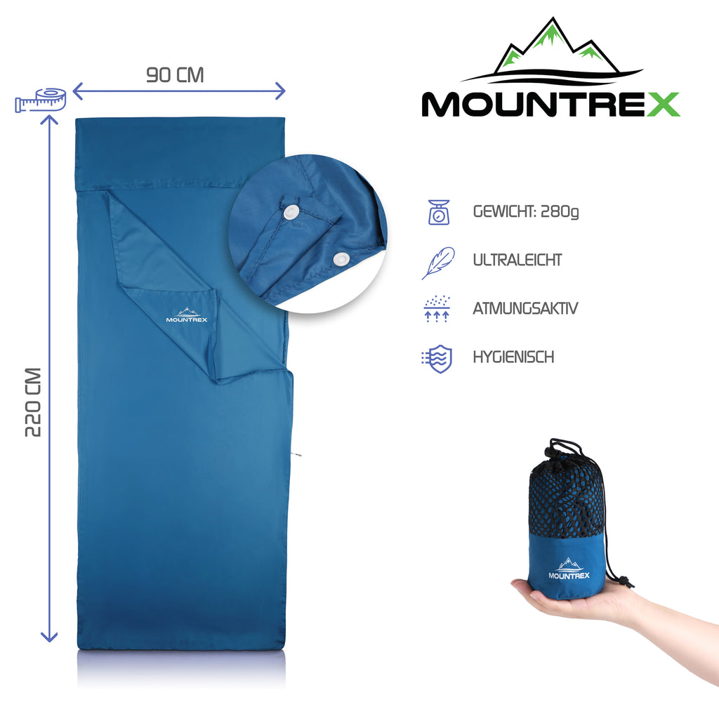 inlay schlafsack MOUNTREX® Hüttenschlafsack mit Druckknöpfe (280g)