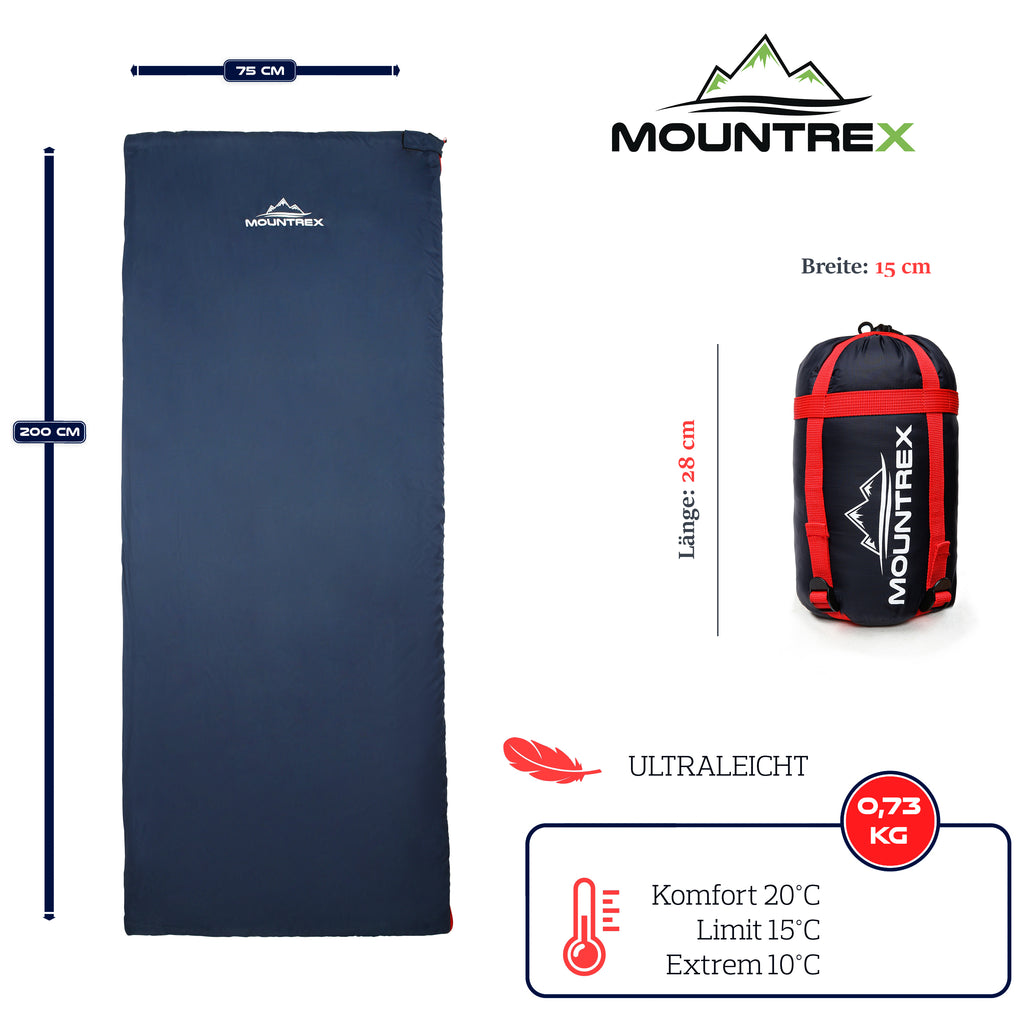 MOUNTREX® Schlafsack - Kleines Packmaß & Ultraleicht (730g)