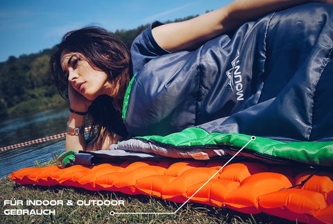 schlafsack für draussen MOUNTREX® Schlafsack – Sommerschlafsack Ultraleicht & Kompakt (850g) -
