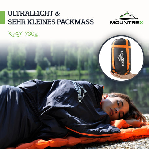 mountrex schlafsack test MOUNTREX® Schlafsack - Kleines Packmaß & Ultraleicht (730g)