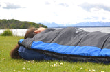 MOUNTREX® Schlafsack – Sommerschlafsack (850g) - Mumienschlafsack (205x75cm) + BONUS Reisekissen